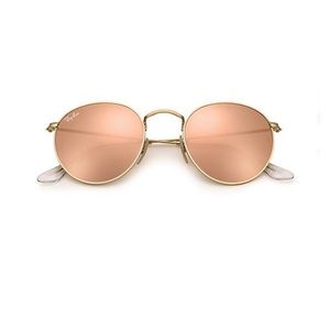 RayBan Round Flash Lenses in Rose Gold